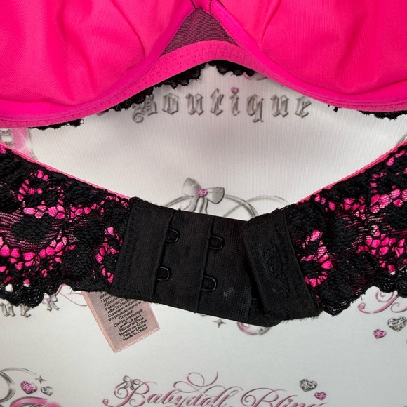 La SENZA bra bralette halter Lacie sexy neon Black and Pink Lace Bralette - Picture 5 of 14